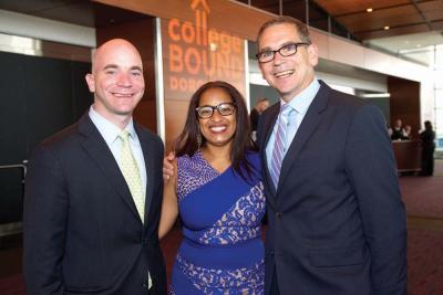State Rep. Daniel J. Hunt; Senior VP of Strategy &amp;amp;amp; External Affairs at College Bound Dorchester, Michelle Caldeira, and College Bound Dorchester CEO Mark Culliton at the “I Am My Future” gala last week. Romana Vysatova Photography